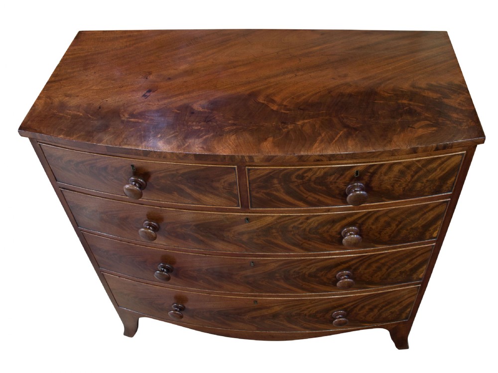 Early 19th Century Flame mahogany bow chest View IV