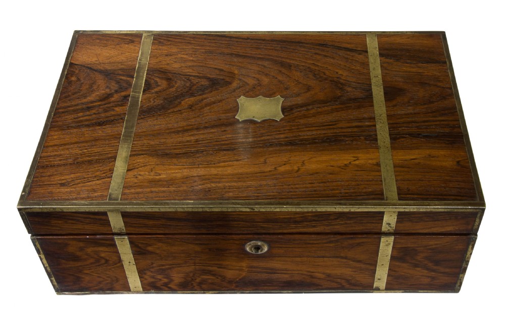 An early 19th Century brass bound rosewood writing box View II