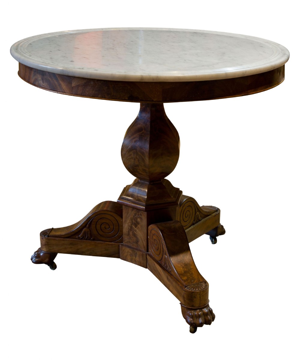 A good Charles X Gueridon with white marble top