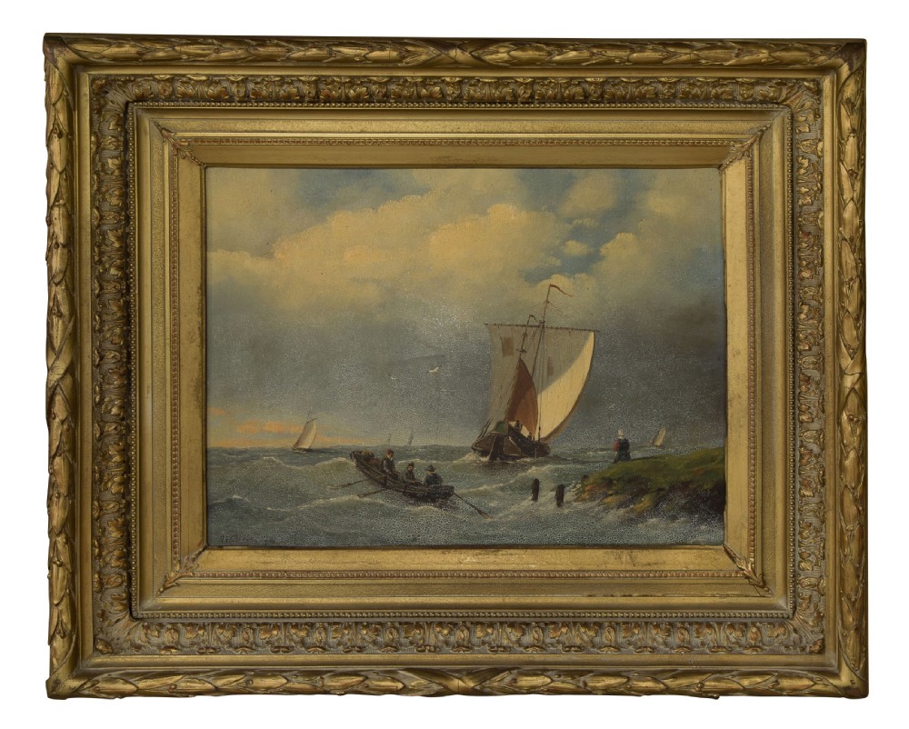 A Dutch oil seascape painting