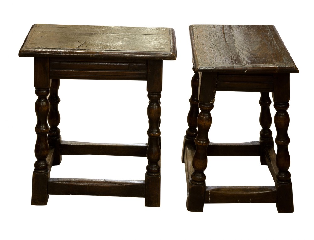 A Pair of 17thC style Oak Stools View II