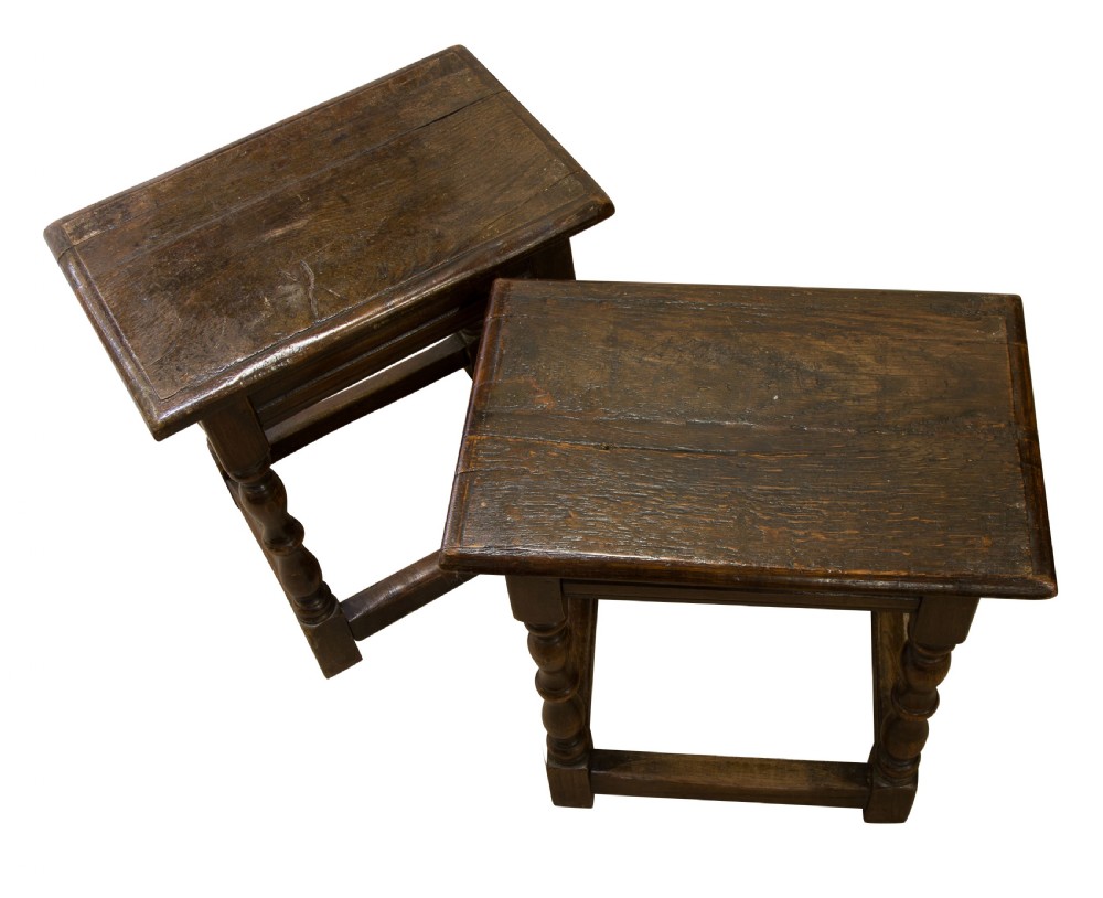 A Pair of 17thC style Oak Stools View III