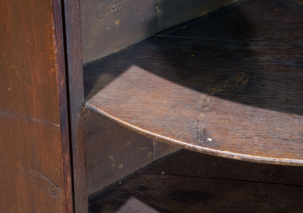 Early George III mahogany bow fronted corner cupboard View IV