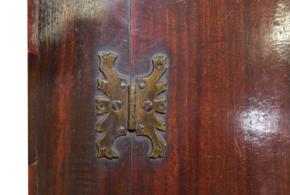 Early George III mahogany bow fronted corner cupboard View VI