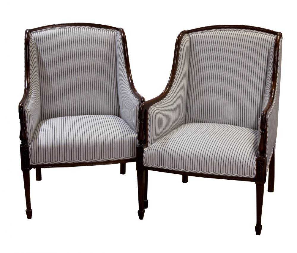 Pair of Edwardian library chairs