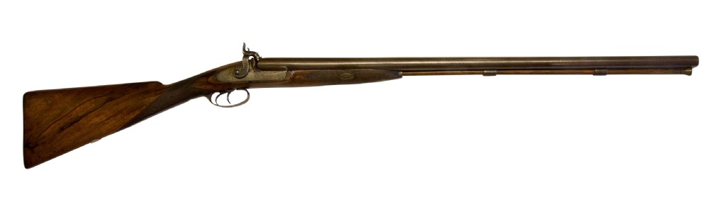 A Double Barrelled 12 Bore Percussion Fowling Piece