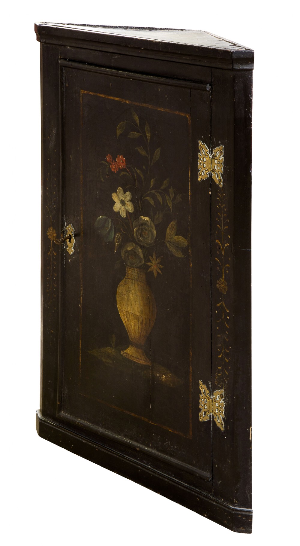 Rare early Georgian decorated corner cupboard 