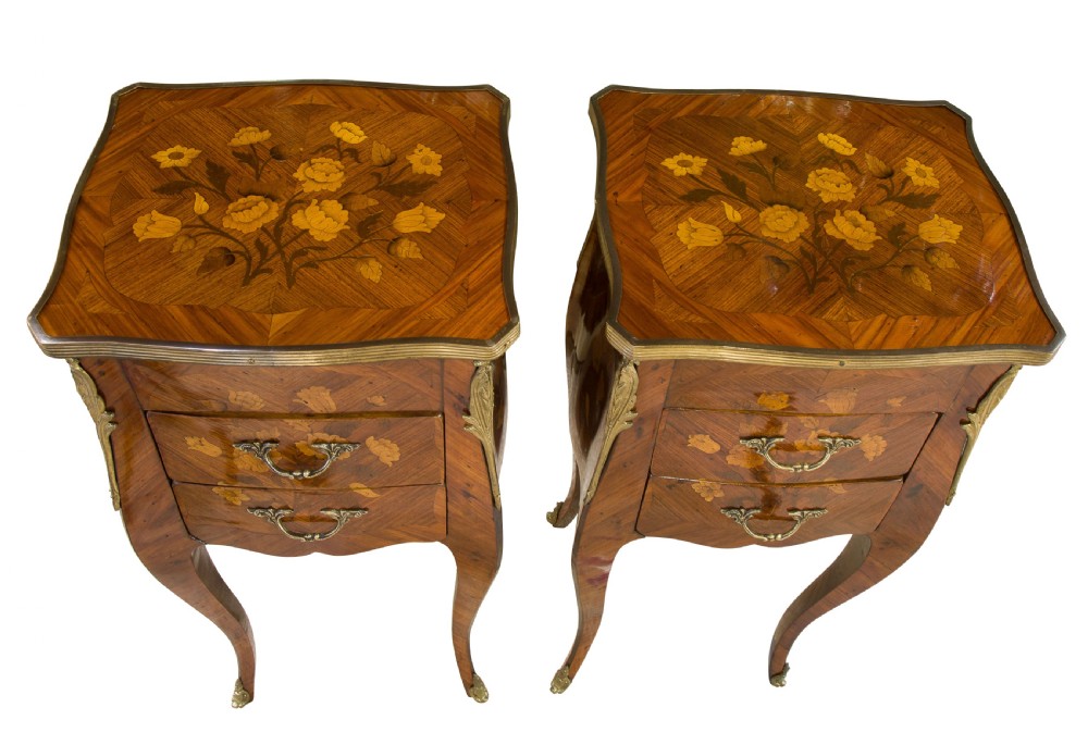 Fine Pair of French Tulipwood and Floral Marquetry Tables View IX