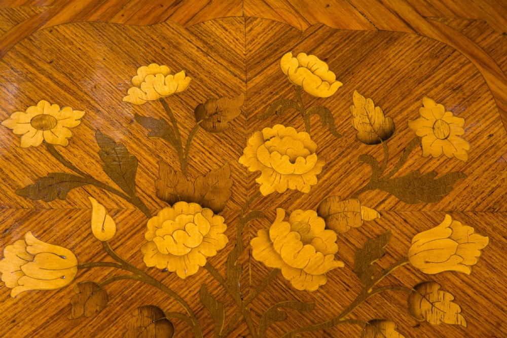 Fine Pair of French Tulipwood and Floral Marquetry Tables View X