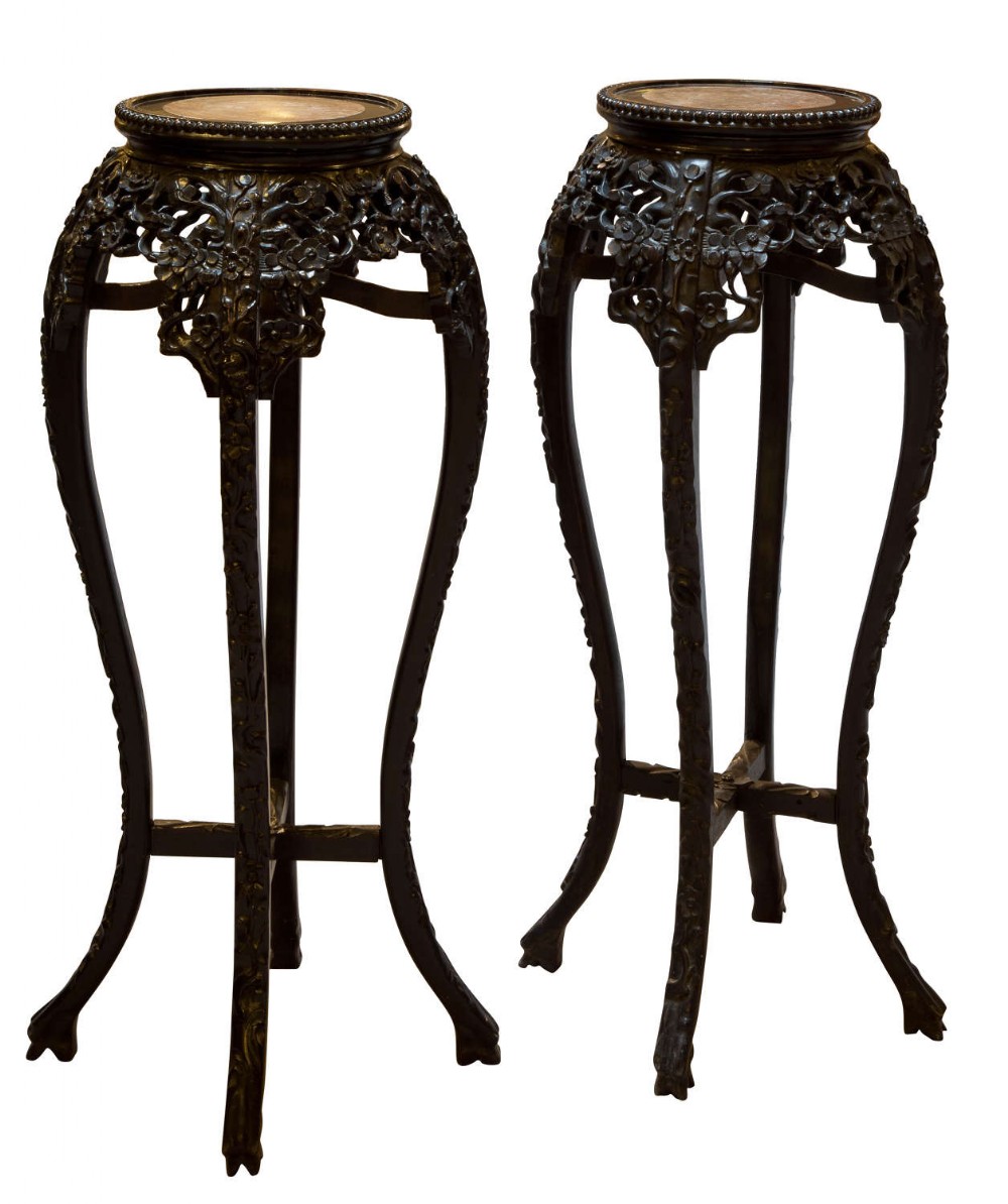 Pair of Chinese Carved Stands c1880