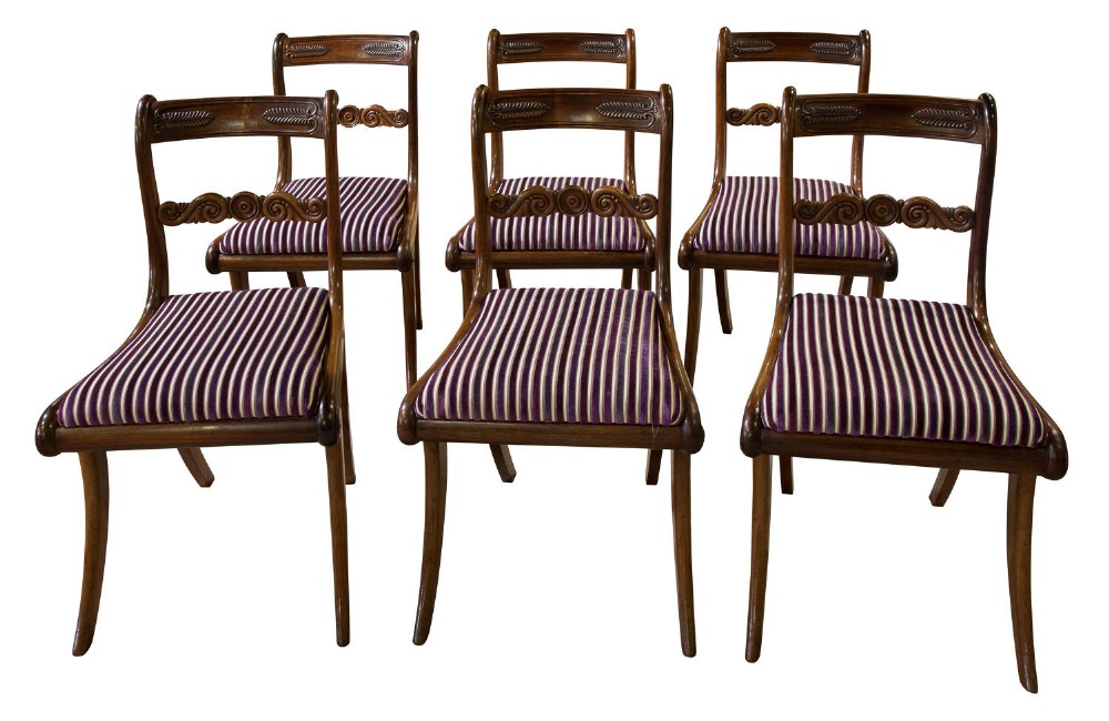 Set of 6 regency rosewood chairs