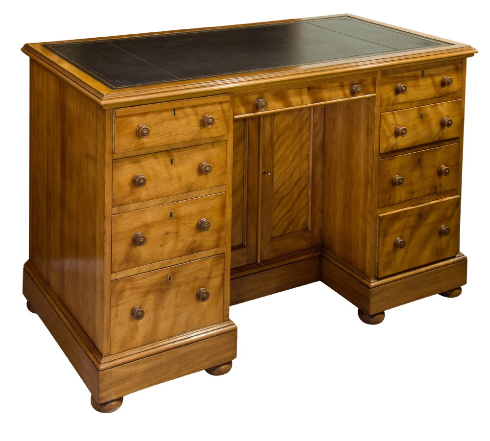 Quilted birch kneehole desk