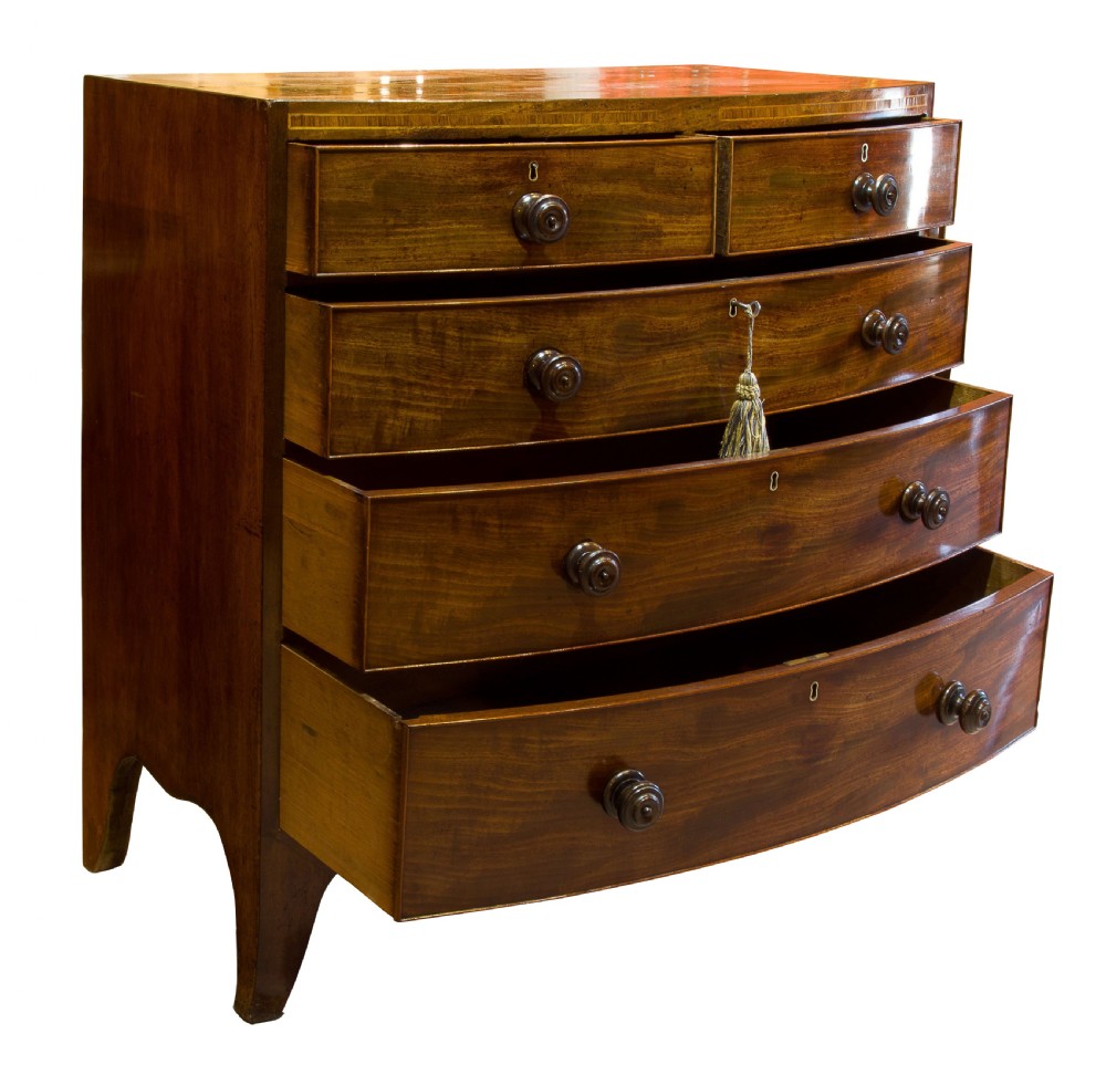 A Regency Period Mahogany Bow-fronted Chest View II