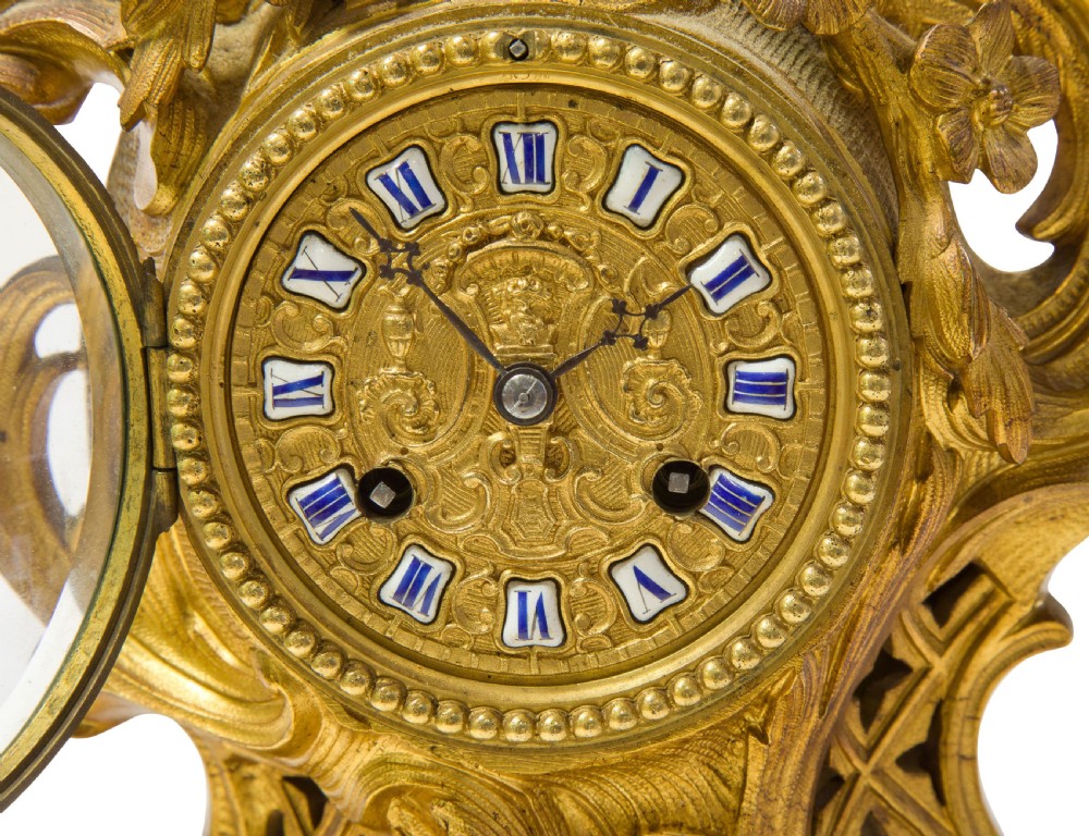 A Fine Quality Rococo French Mantel Clock View V