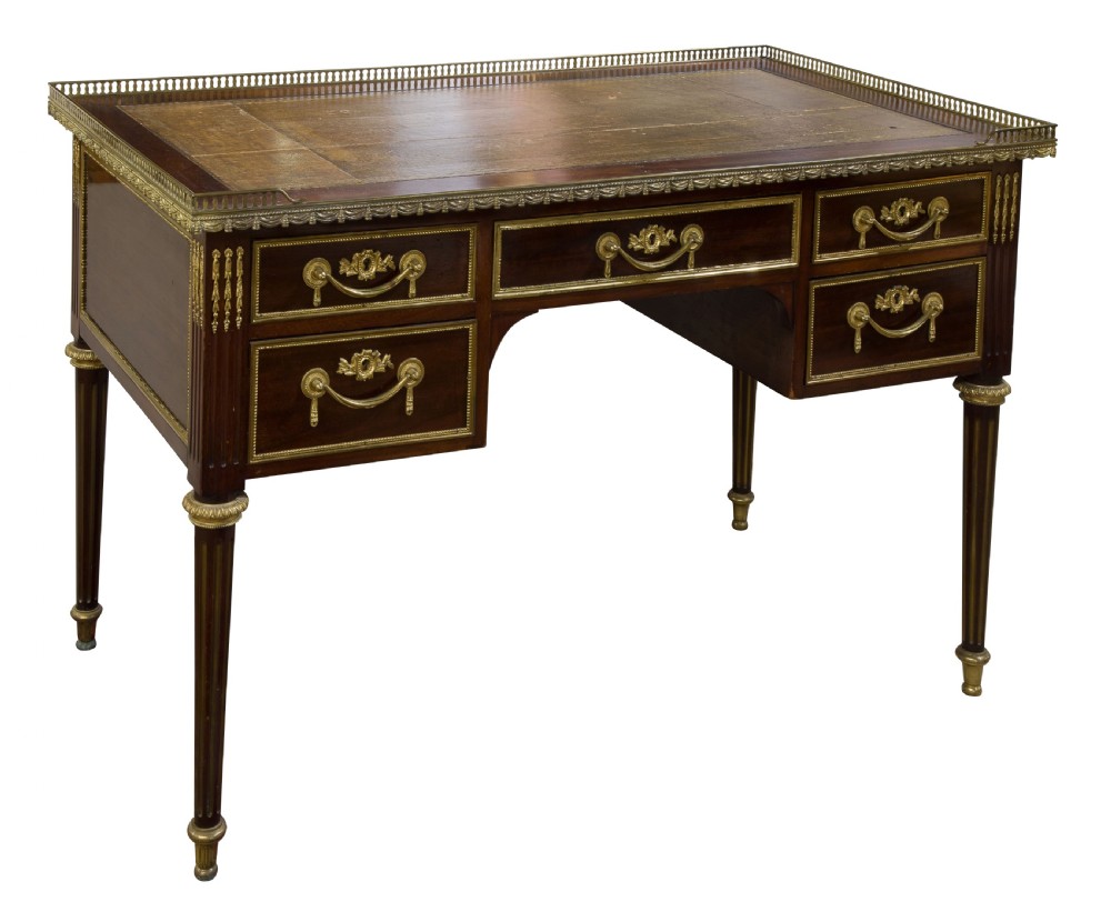 Louis XVI style mahogany bureau plat
