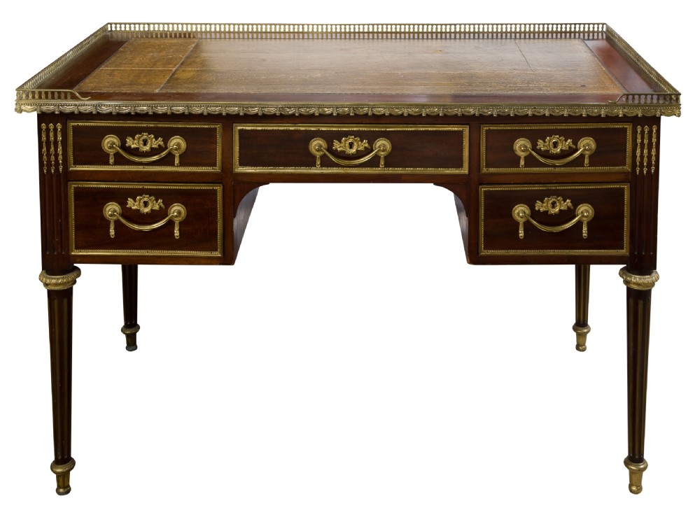Louis XVI style mahogany bureau plat View II