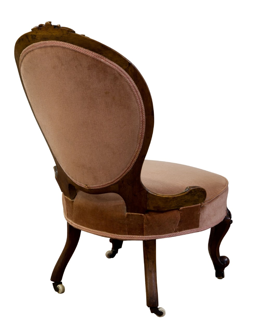 Walnut framed balloon back ladies chair View IV