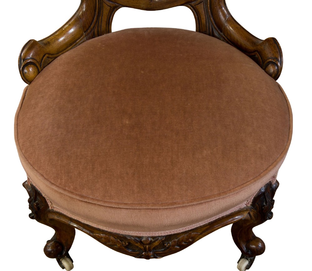 Walnut framed balloon back ladies chair View VI