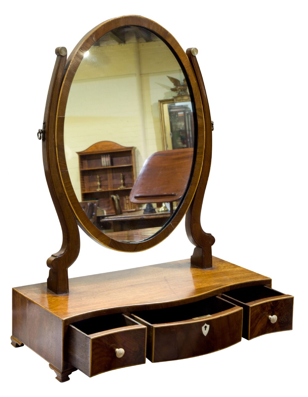 A Georgian Oval mahogany dressing table Mirror View II