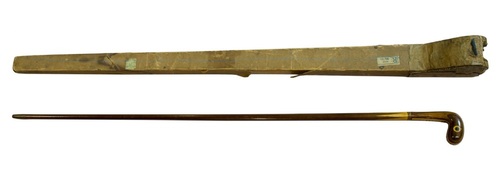 Vintage inlaid specimen wood cane of 
