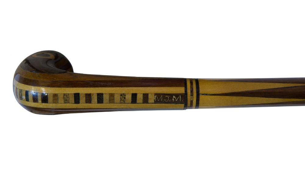 Vintage inlaid specimen wood cane of 