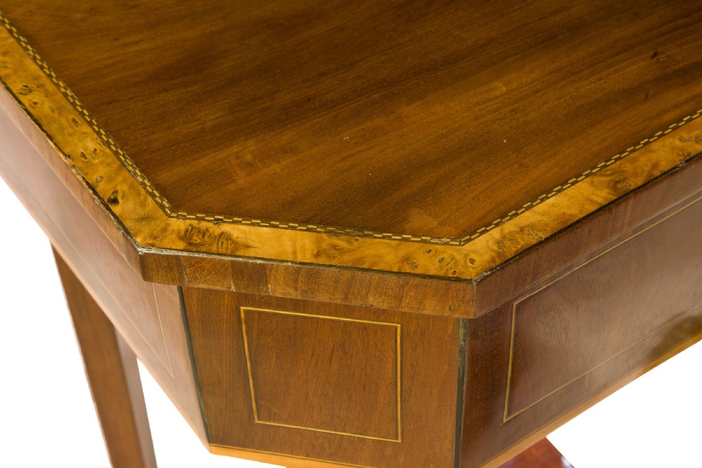 Georgian mahogany & satinwood work table View VII