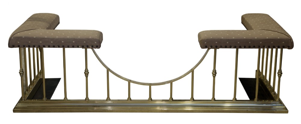 A Brass and Upholstered Club Fender View II