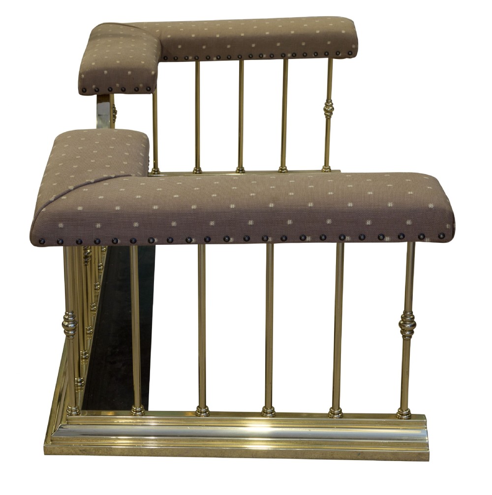 A Brass and Upholstered Club Fender View III