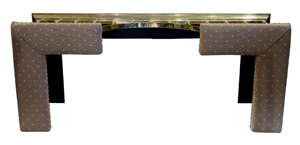 A Brass and Upholstered Club Fender View IV