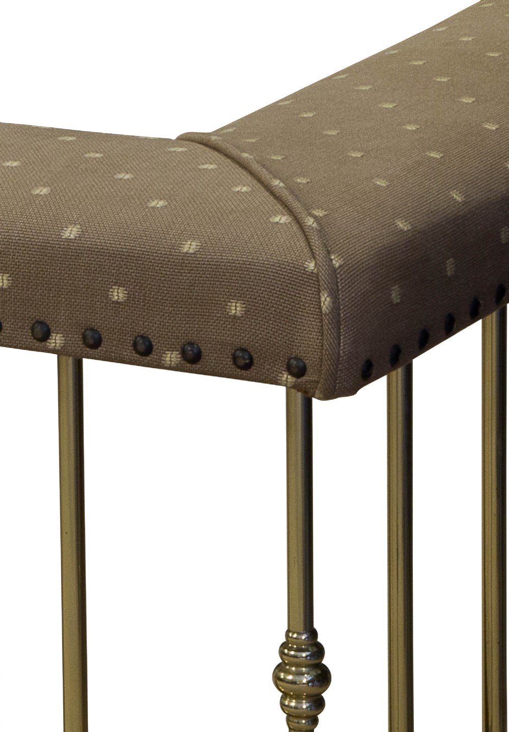 A Brass and Upholstered Club Fender View VI