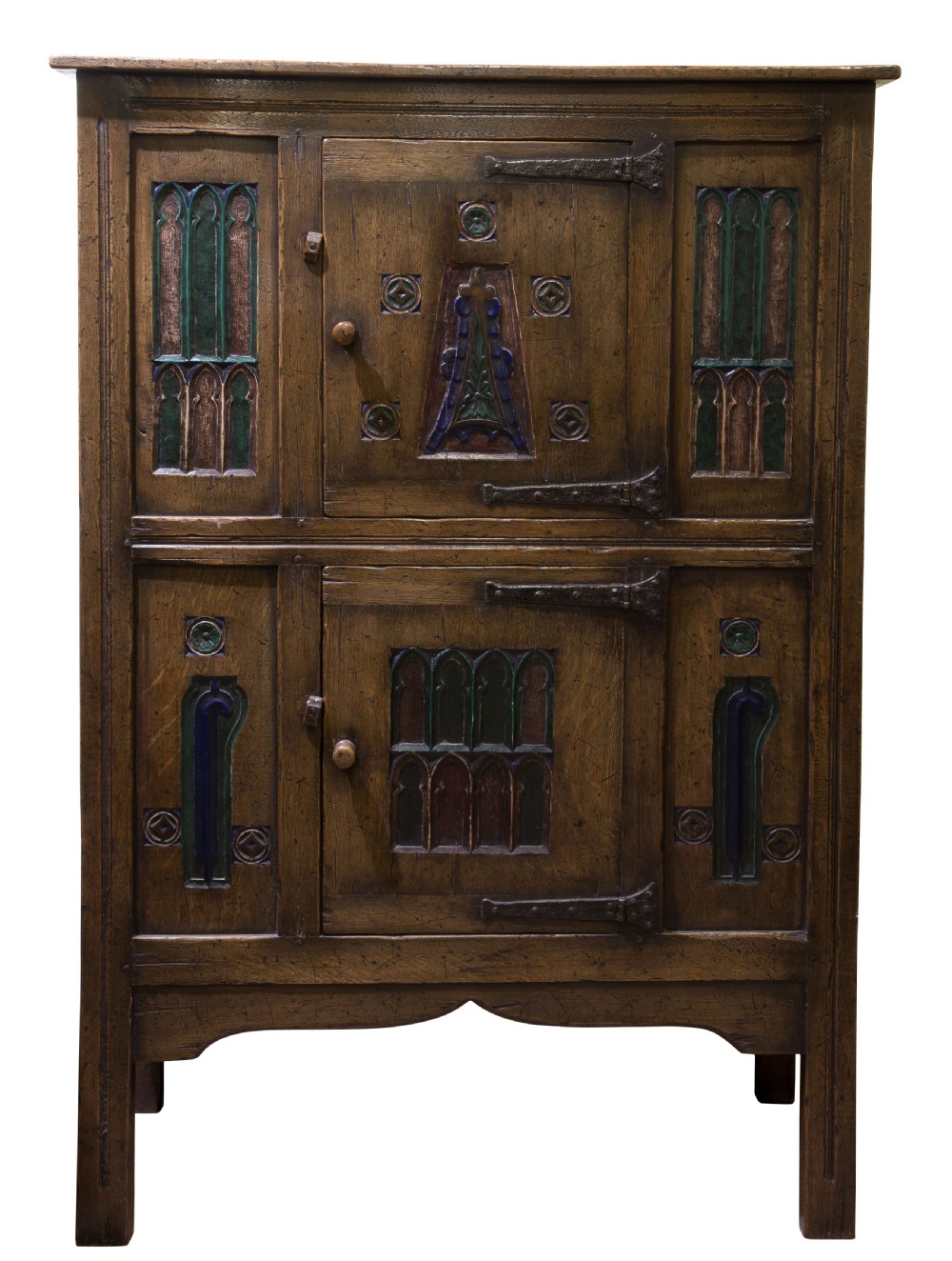Arts & Craft Ipswich Oak Gothic Revival Cupboard View III