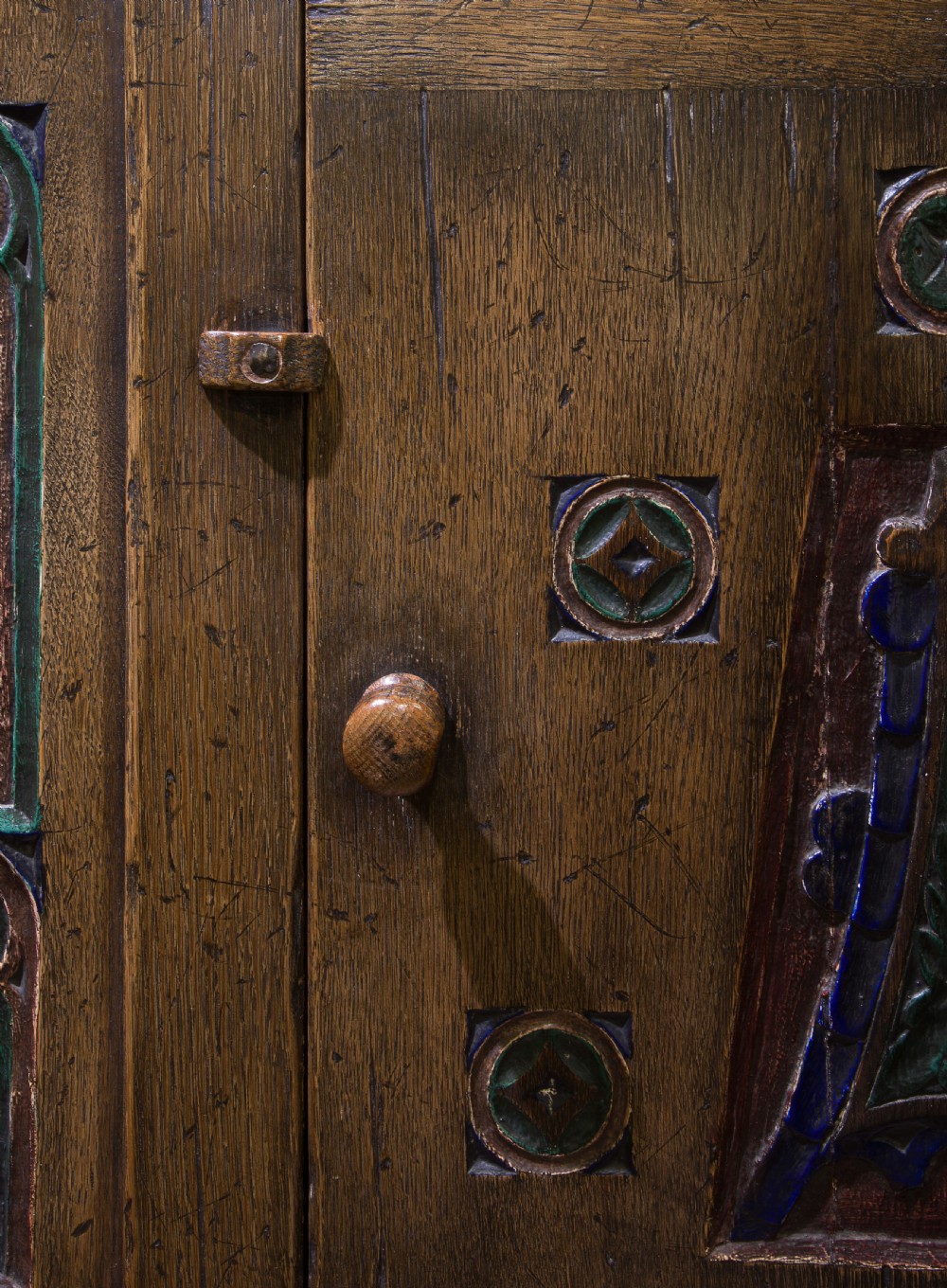 Arts & Craft Ipswich Oak Gothic Revival Cupboard View IV