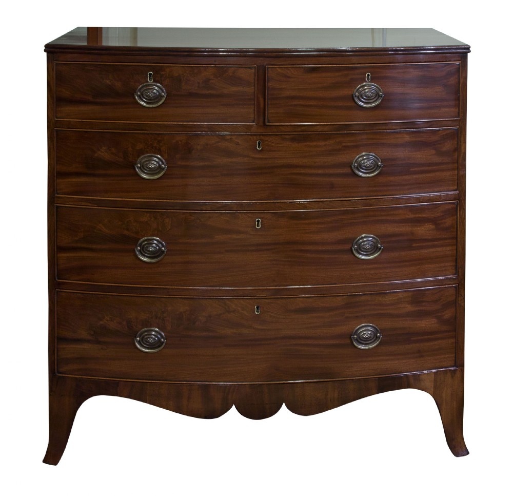 George III Mahogany Bow Fronted Chest of Drawers View III