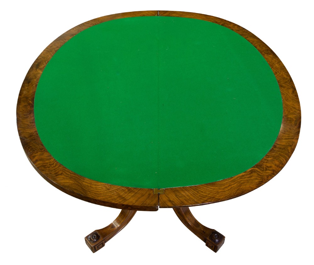 19thC Walnut Demi Lune Card Table View IV