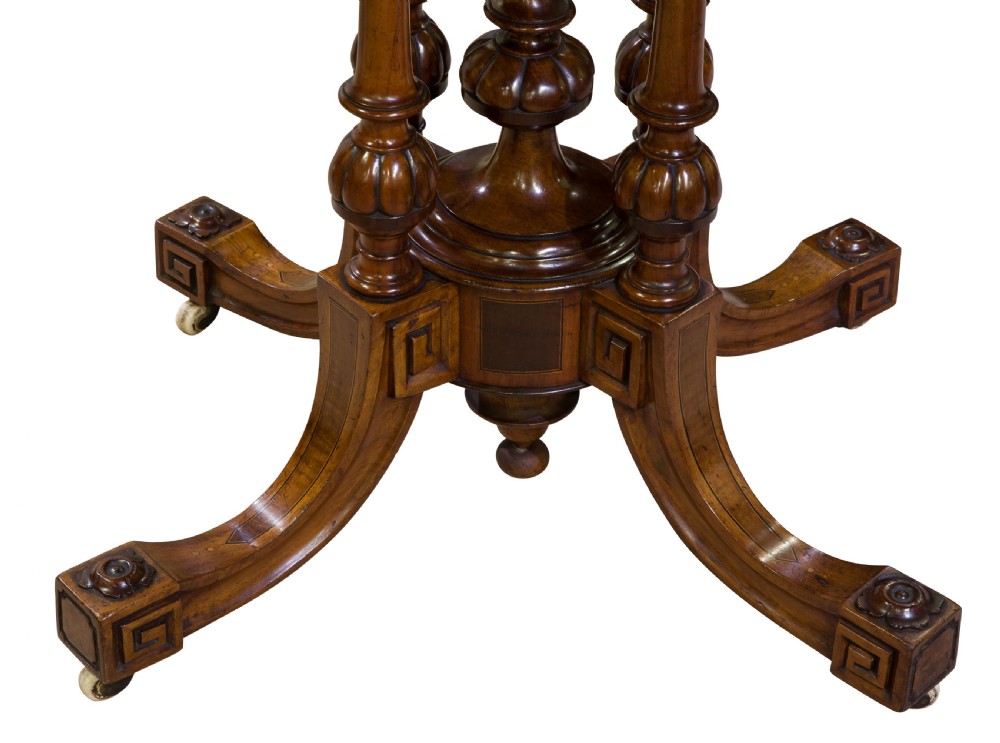 19thC Walnut Demi Lune Card Table View VII