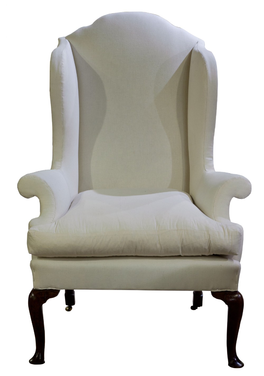 A finely drawn Queen Anne walnut wing armchair c1710 View II