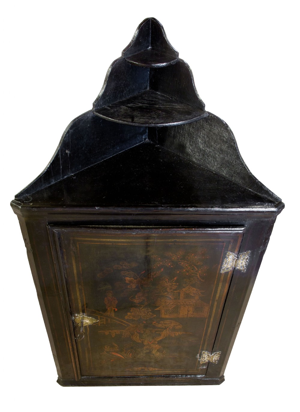 18thc black Japanned corner cupboard View III