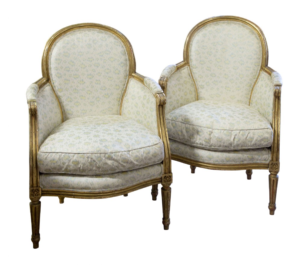 Pair of French gilded armchairs