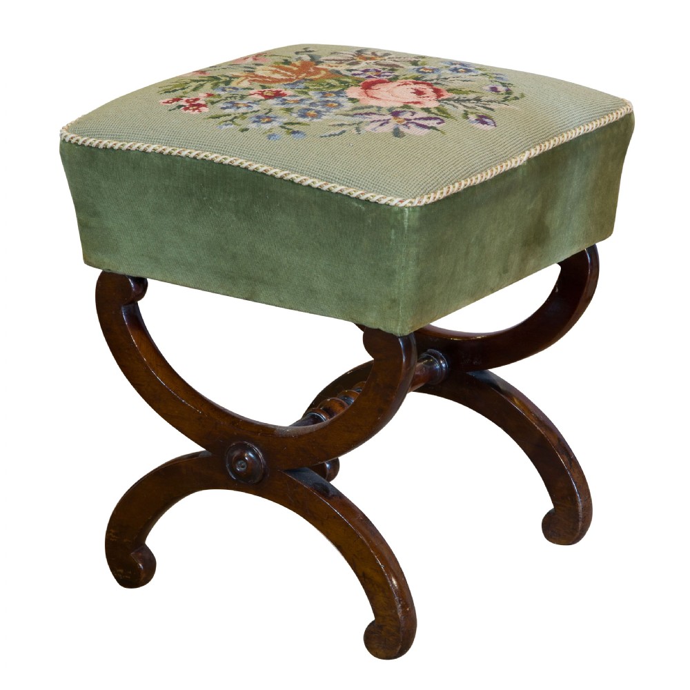 Mahogany X frame stool