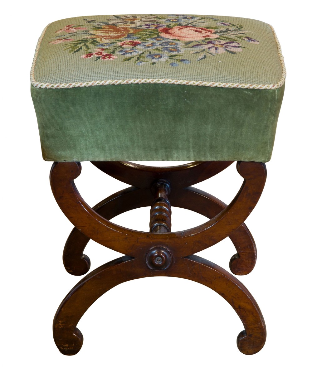 Mahogany X frame stool View III