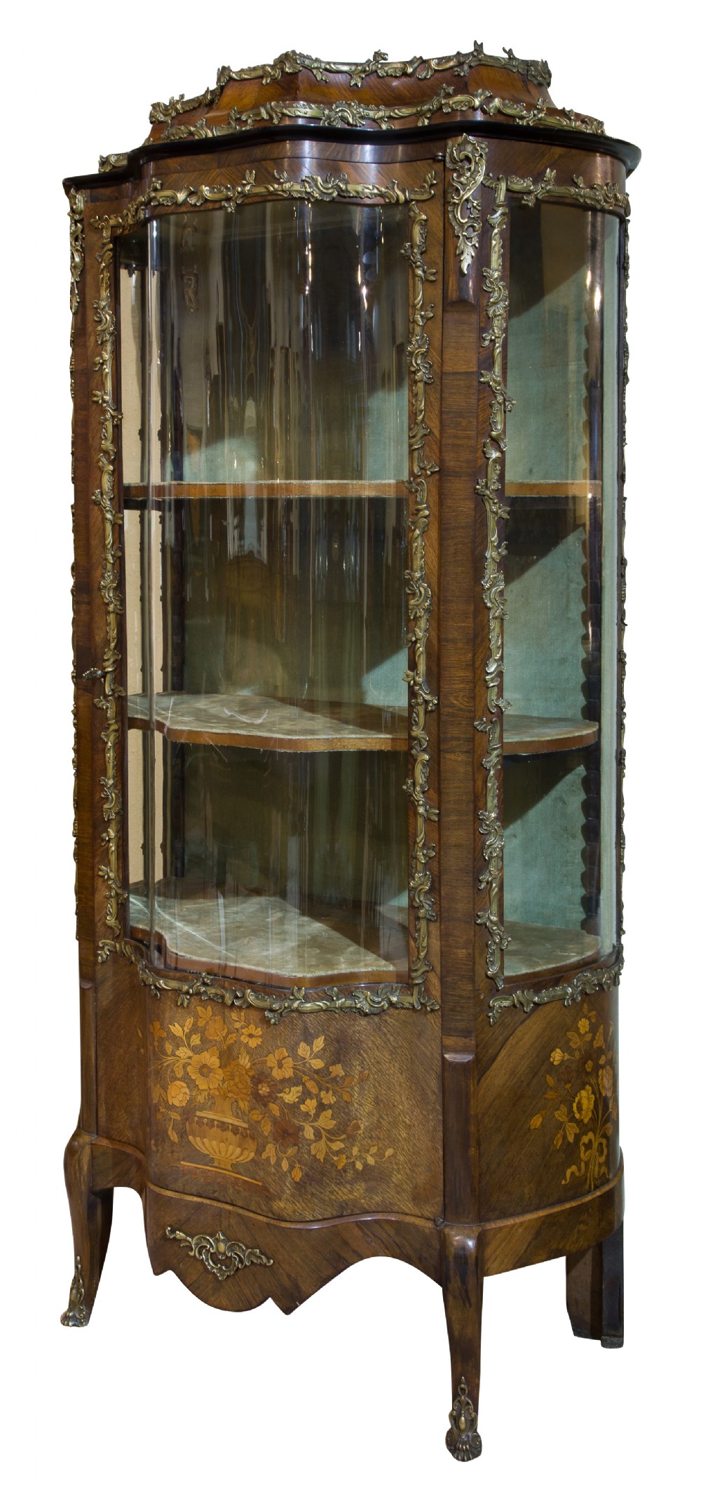 French Louis XV style serpentine display cabinet