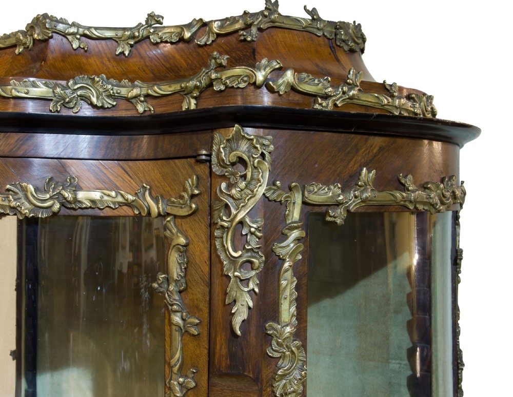 French Louis XV style serpentine display cabinet View V