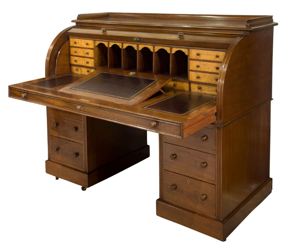 Victorian Mahogany Cylinder Desk View II