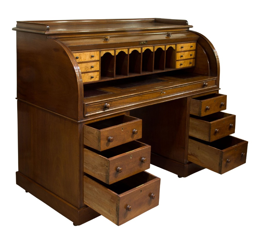 Victorian Mahogany Cylinder Desk View III
