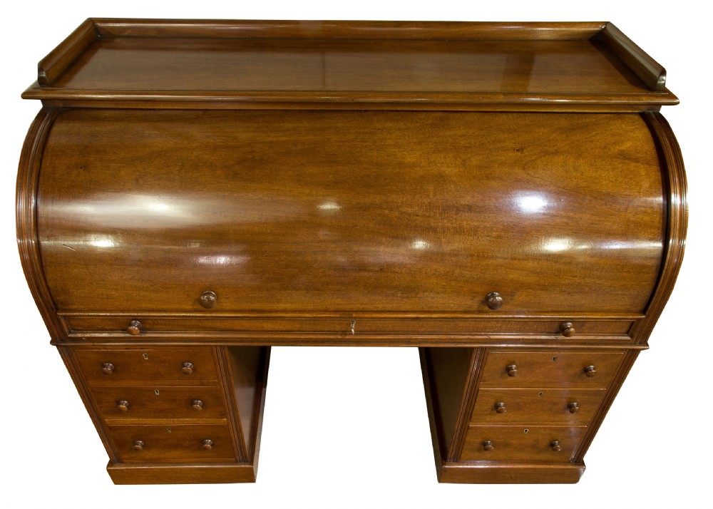 Victorian Mahogany Cylinder Desk View V