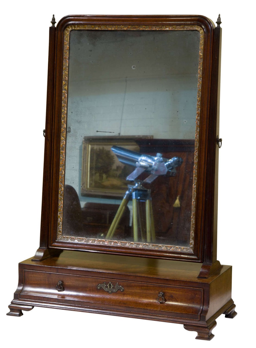 Geo III Mahogany Toilet Mirror with single drawer.