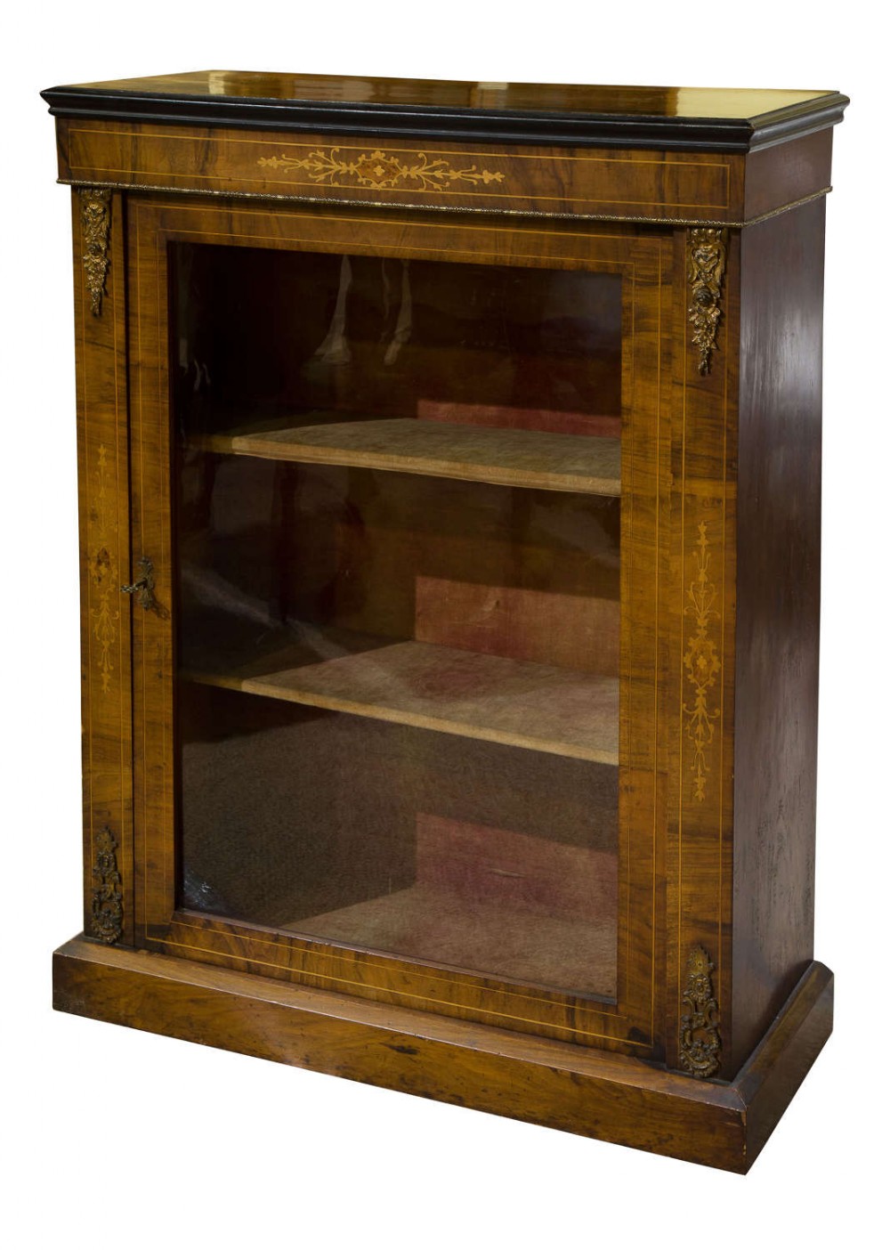 An ormolu mounted and inlaid walnut pier cabinet