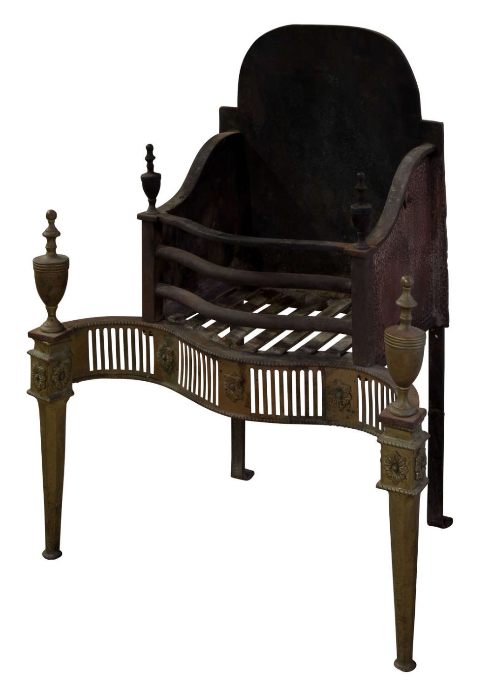 A brass George III style fire basket c1900