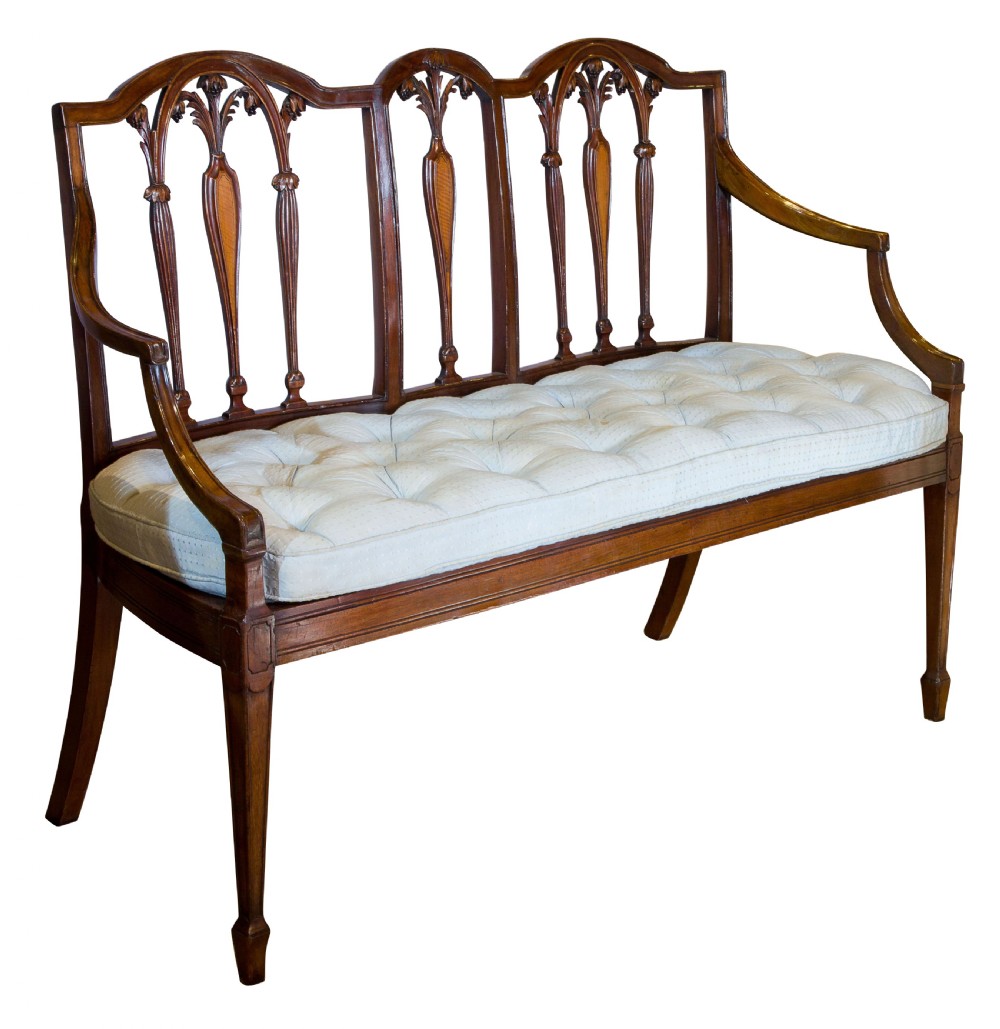 A Mahogany Hepplewhite style chair back sofa View II