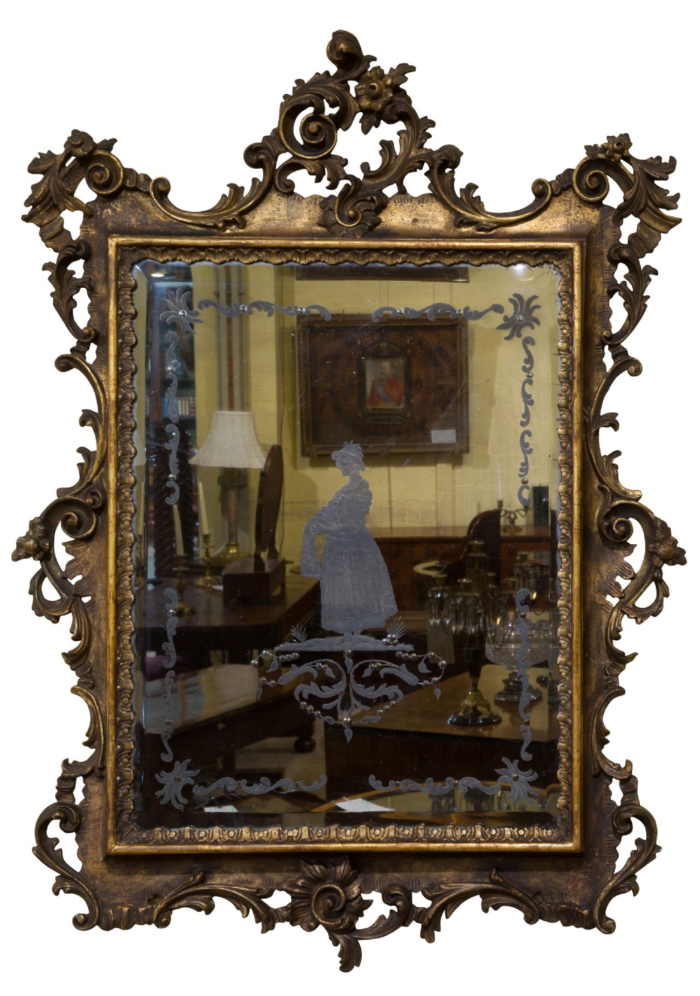 Late 18thC Carved Giltwood Wall Mirror in the rococo style View II
